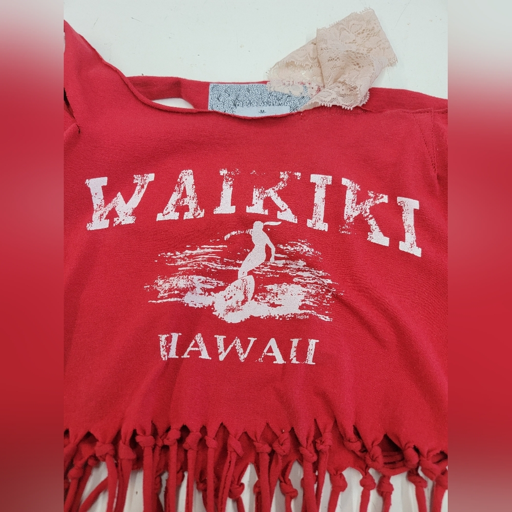 Waikiki Hawaii Surfing Fringe Tank Top Upcycled - Picture 4 of 9